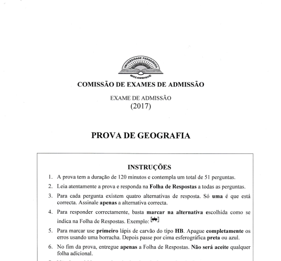 Exame de admissao - Geografia